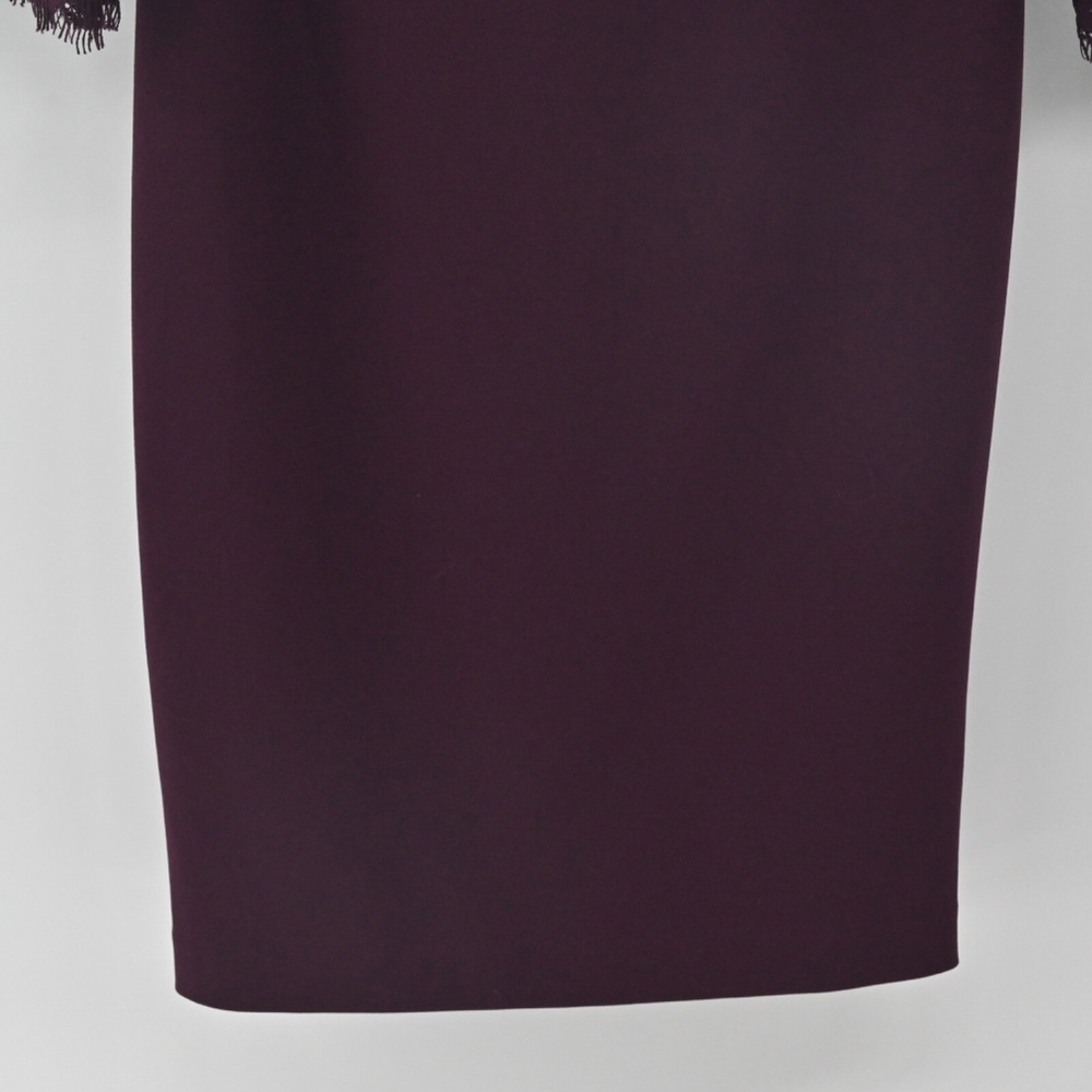 Calvin Klein Burgundy Sheath Dress Size 4 Lace Bell Sleeve Sheath Moody Romantic - Picture 11 of 14